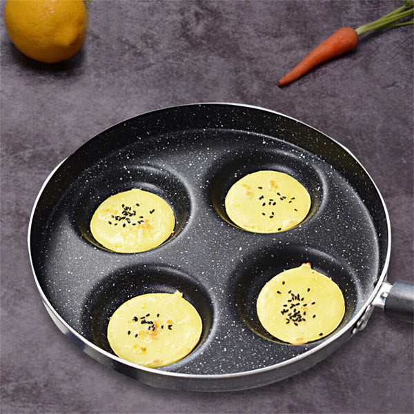 4 Holes Korean Frying Pan Carote Non-stick Round Fry Egg Pancake Pan Giftbox