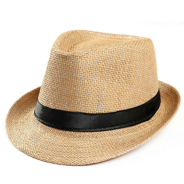 Unisex Men Women FOR Fedora Trilby Wide Brim Straw Cap Beach Sun Gentleman Hat