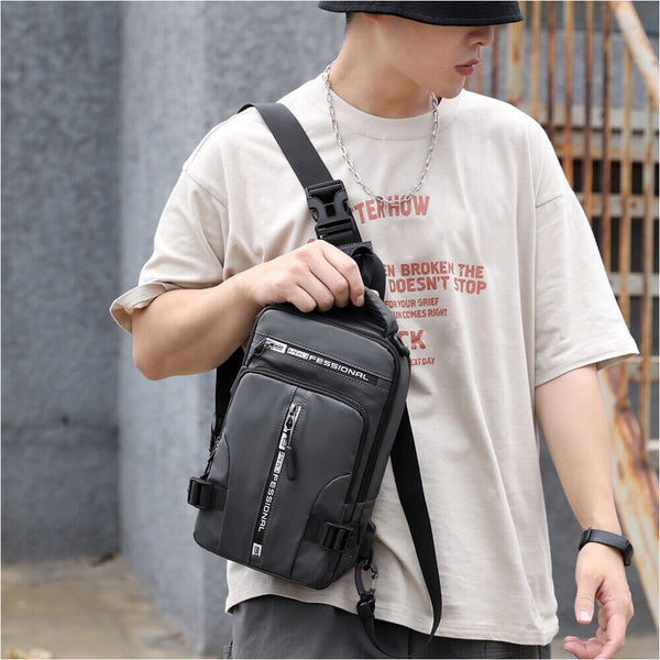 Men's Sling Crossbody Bag Anti-theft Shoulder Chest Messenger Backpack USB Port