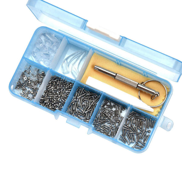 Eyeglass Sun Glasses Optical Repair Tool Screw Nut Nose Pad Assortment Set Kit