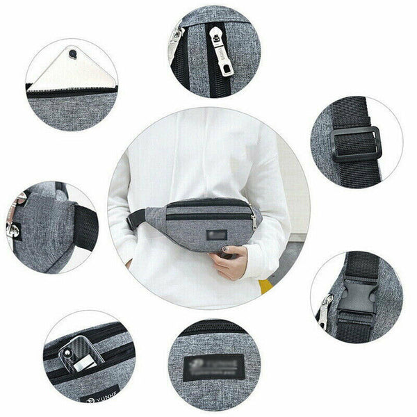 Running Hiking Travel Sport Bum Bag Waterproof Money Belt Phone Waist Zip Pouch