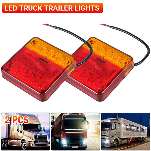 2Pcs 12/24v LED truck Trailer Lights Rear Tail Lights Square Tail Stop lamp