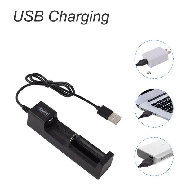 5/10x 1 slot Battery USB Charger for Rechargeable Batteries Li-ion 18650 26650