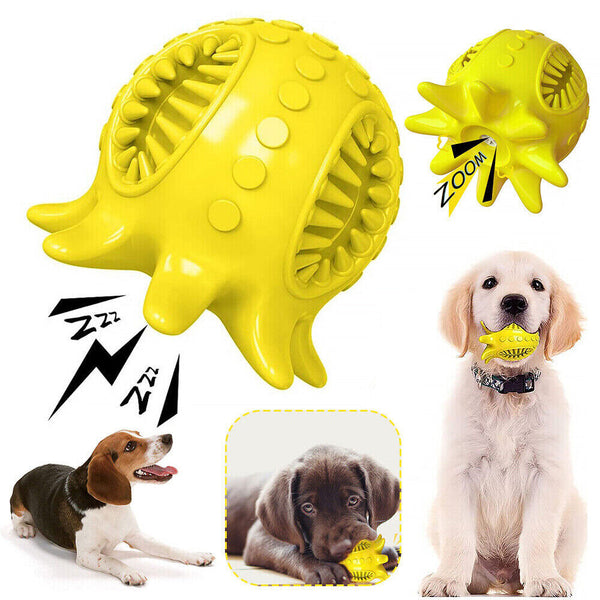 UP 4PCS Squeaky Dog Tooth Cleaning Chew Ball Durable Rubber Tough Toys For Dogs