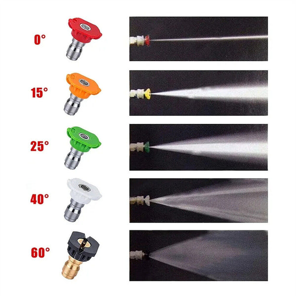 5Pcs High Pressure Washer Spray Nozzles Variety Degrees Quick Connect Tip NEW