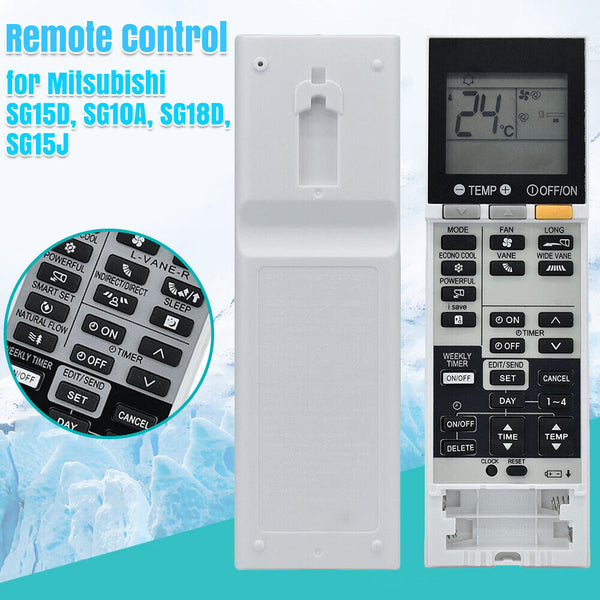 Air Con Remote Control for Mitsubishi Remote Models SG15D, SG10A, SG18D, SG15J