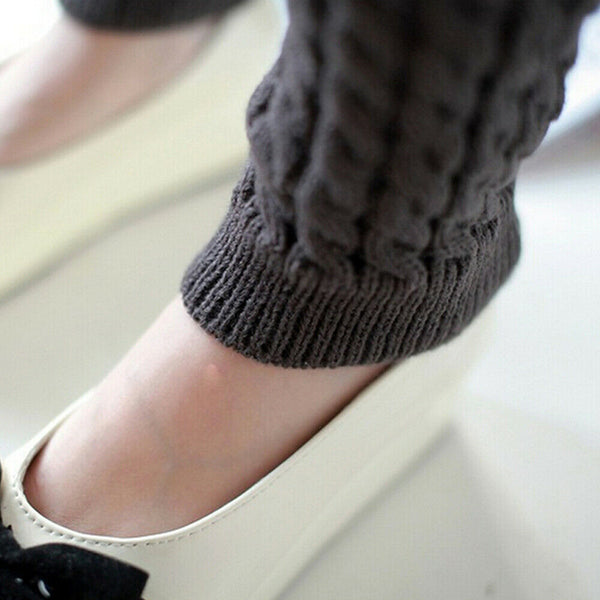 Women Ladies Winter Warm Leg Warmers Cable Knit Knitted Crochet Socks Leggings