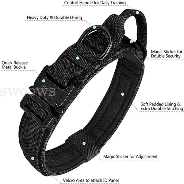 Tactical Dog Collar Military Heavy Duty Pet Collar With Metal Buckle Adjustable