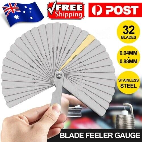 32 Blade Feeler Gauge Dual Marked MM/Inch Thickness Gap Metric Filler Tool Honda