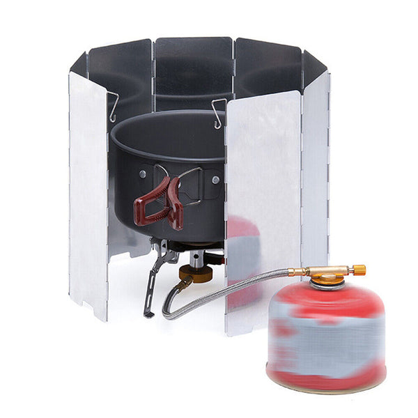 10 plates Foldable Aluminum Camping Cooker BBQ Gas Stove Wind Shield Screen AU