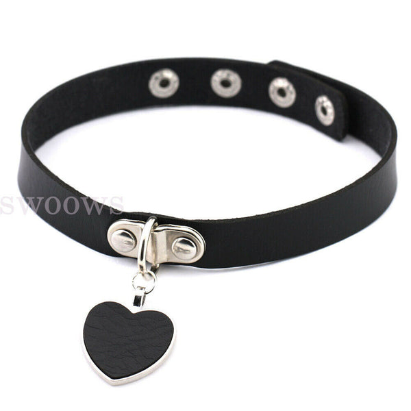 Love Heart Choker Retro Gothic Lolita Grunge Punk Leather Rivet Collar Necklace