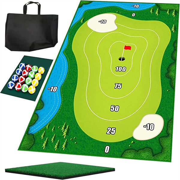 The Indoor Casual Golf Game Set Chipping Golf Game Mat with 16 Grip Golf Balls