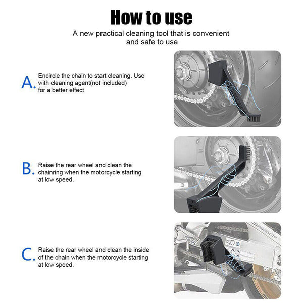 Chain Cleaner Cycle Brake Cleaning Brush Motorcycle Bike Remover Tools Dirt Bike