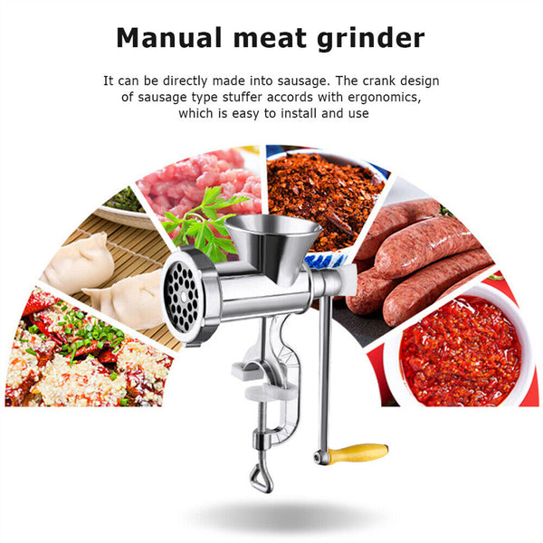 Manual Kitchen Meat Grinder Mincer Stuffer Table Hand Sausage Filler Maker AU