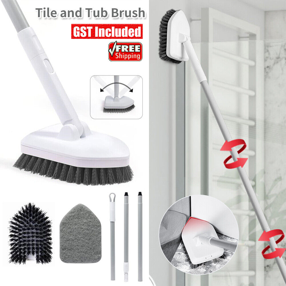 Tile and Tub Brush Long Handled Floor Scrubbing Brush Shower Cleaning Brush