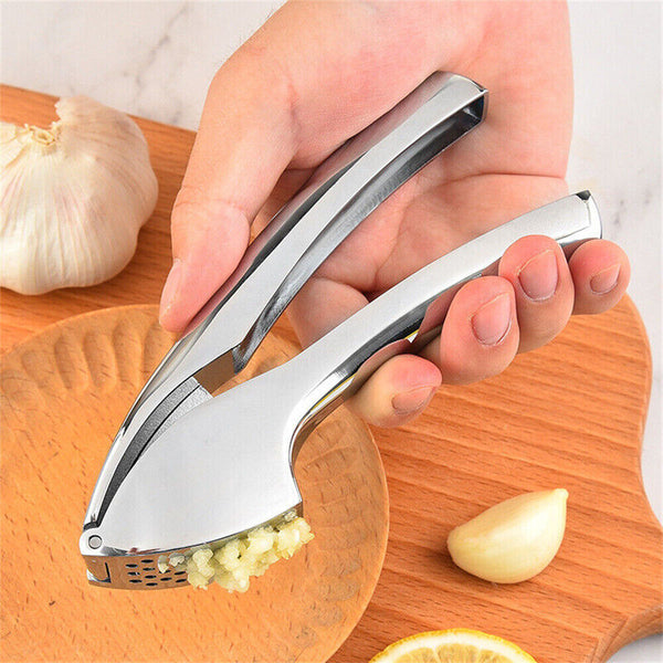 Garlic Press Crusher Stainless Steel Kitchen Mincer Masher Squeezer Tool Silver