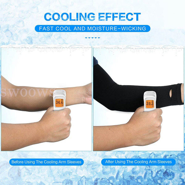 UV Sun Protection Cooling Sport Arm Sleeves Golf Gloves Bike Cycling Cover