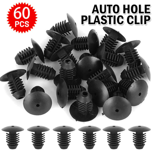 60pc Fits10mm Hole Plastic Clip Push Type Fastener Auto Bumper Fender Door Rivet