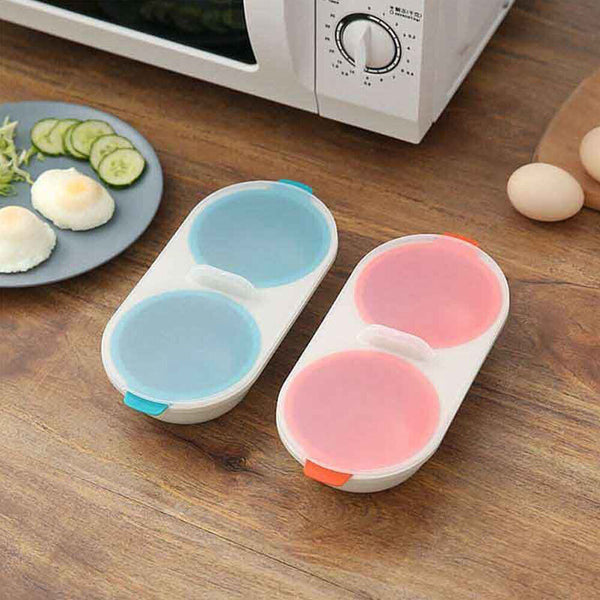 1/2xDraining Egg Boiler Set Edible Silicone Double Microwave Egg PoacherCookware