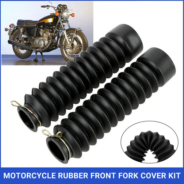 Motorcycle Rubber Front Fork Cover Dust Gaiters Gaitor Boot Shock Absorber Black