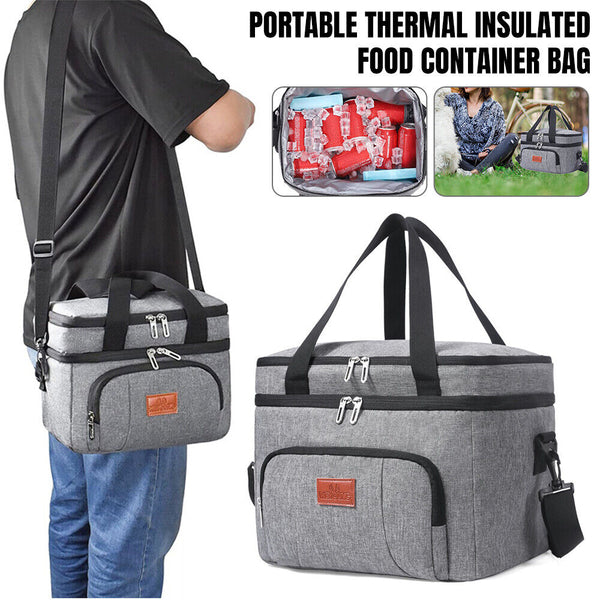 Outdoor Portable Lunch Bag Thermal Insulated Food Container Cooler Bag26x19x21CM