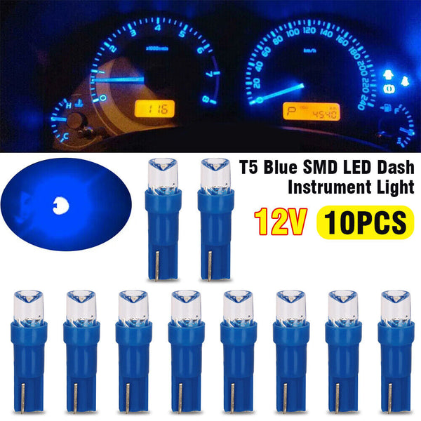 10X T5 BLUE SMD LED DASHBOARD BULB GLOBE CONVEX LENS 12V DASH INSTRUMENT LIGHT