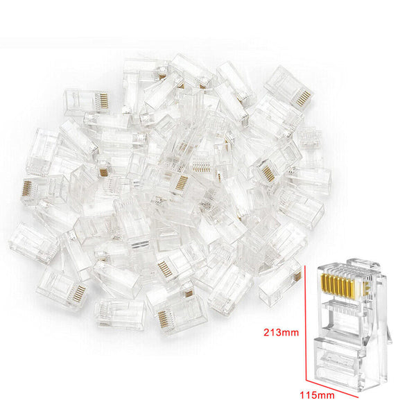 50X RJ45 Pass Through CAT6 Connector Modular Plug CAT5e CAT5 Network Ethernet