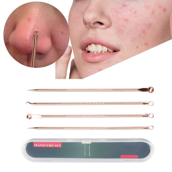 4pcs Blackhead Remover Tool Pimple Popper Pore Blemish Comedone Acne Cleaner