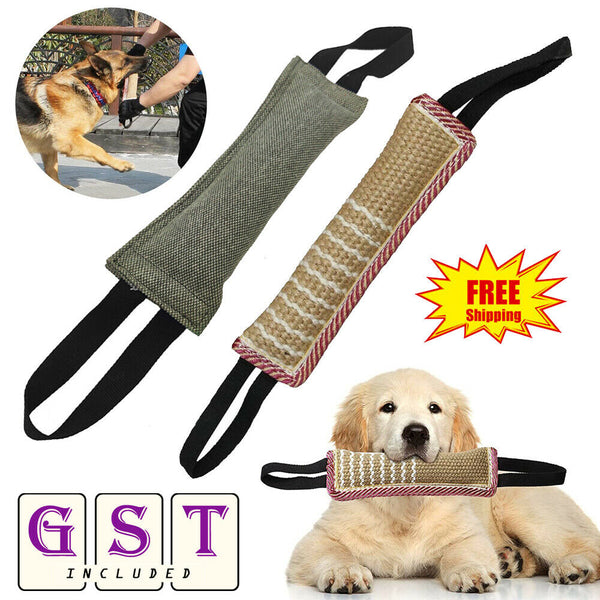 Dog Tug Toy Bite Pillow Strong Pull Dog Toy Training with 2 Rope Handles Toys