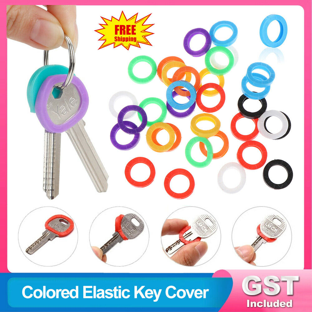 up to 50x House Key Cover Key Cap Indicate Identifier Topper Keyring Keys Round