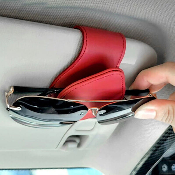 PU Leather Car Sunglasses Holder Eye Glasses Ticket Card Clip Holder Organizer