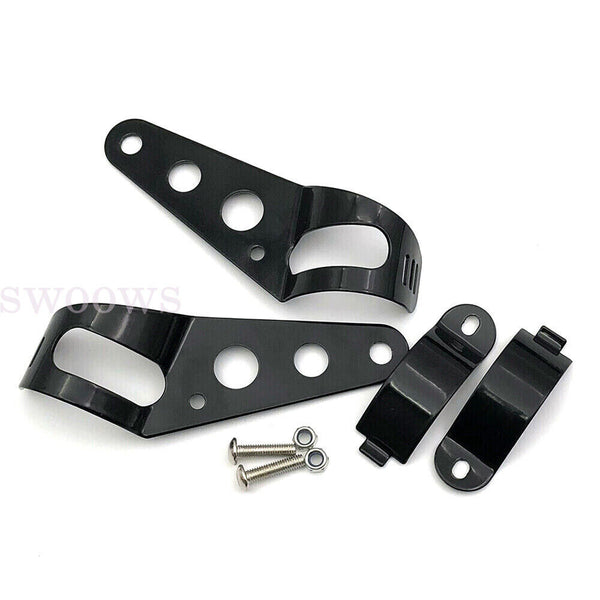 1 Pair Black New Headlight Bracket Mount Clamp Black Steel 39mm-51mm  fork