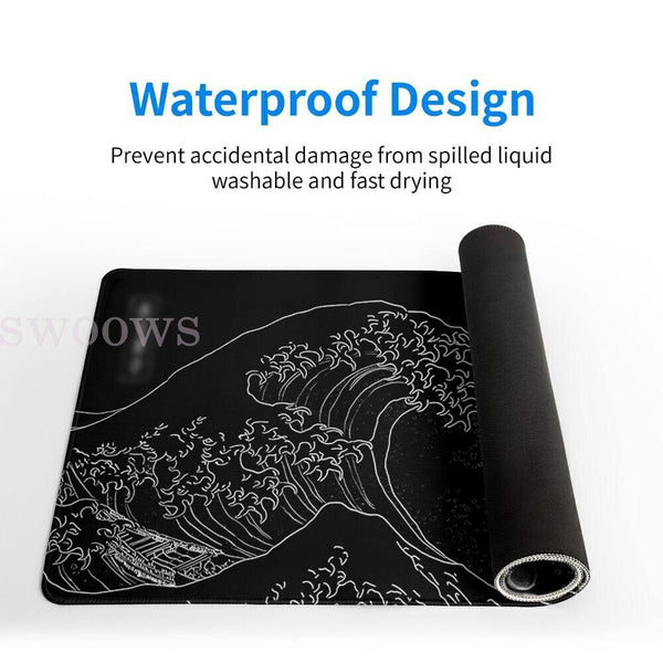 Sea Wave Non-slip Office Desk Mouse Mat Large Keyboard Pad Game