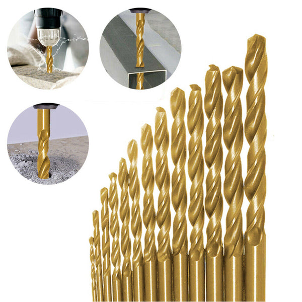 13pcs High Speed M2 Steel Drill Bit Set HSS Titanium Nitride Coating Kit AU NEW