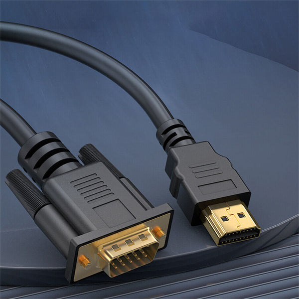 HDMI Male to VGA Male Cable Monitor Lead Full HD 1080P Converter Laptop Adapter