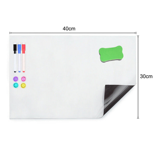A3 Soft Magnetic Whiteboard for Fridge 400X300MM with 3 markers & an Eraser