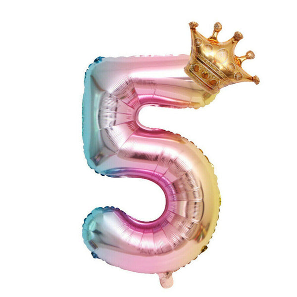 Crown Number Foil Balloons Number Ballon Happy Birthday Party Decoration 32 Inch