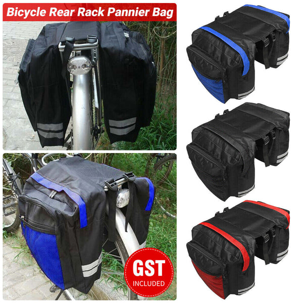 1-3x 25L Bike Bicycle Rear Rack Pannier Bag Waterproof Seat Box Zipper Camping