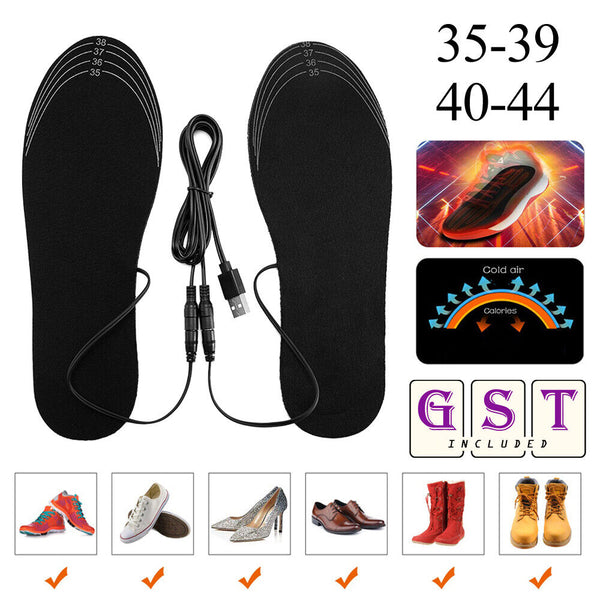 USB Electric Heated Shoe Insoles Feet Heater Foot Winter Warmer Pads Warm Socks