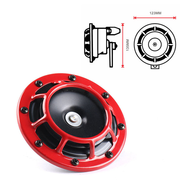 New 2pcs 12V Red Compact Electric Blast Super Tone  Horn For Car/Truck B