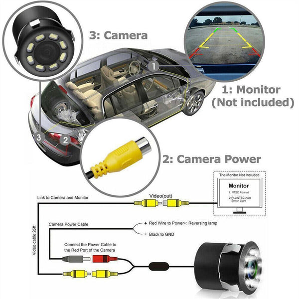 Car Rear View Reverse Parking 8LED Waterproof HD Camera Night Vision Cam AU