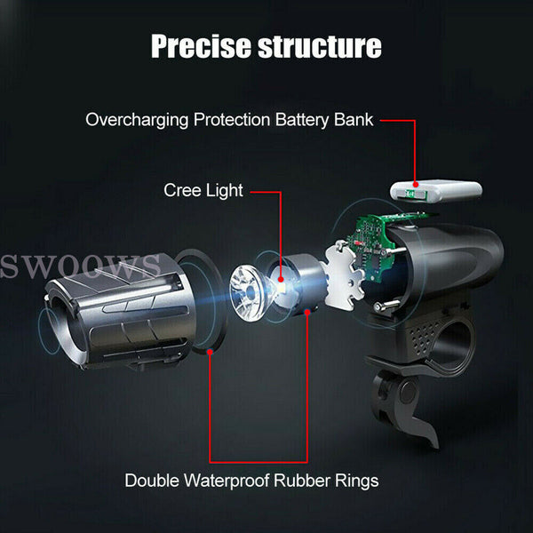 Waterproof Rechargeable LED Bike Bicycle Light USB Cycle Front Back Headlight AU