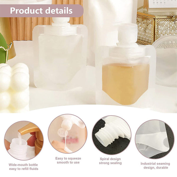 5-20PCS Travel Packing Bottle Portable Make Up Lotion Liquid Shampoo Empty Bag