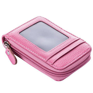 RFID Blocking Leather Wallet Anti-theft Credit Card Holder Men Women Coin Purse