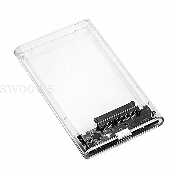 Hard Drive Enclosure USB 3.0 To SATA 2.5" External HDD SSD Case Disk TRANSPARENT