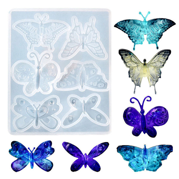 2x Butterfly Silicone Mould Epoxy Resin Casting Pendant DIY Earrings Jewelry