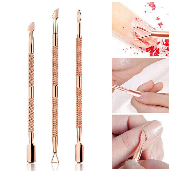 Cuticle Peeler Scraper Remove Gel Nail Polish and Pusher Spoon Nail Cleaner 3PCS