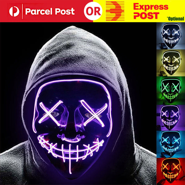 Halloween Masks LED Mask Light Up Purge Glowing Light Costume Cosplay Party