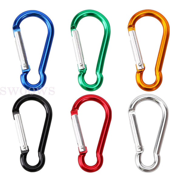 UP 100pcs Aluminum Carabiner Snap Hook D-Ring Clip Key chain Clips Clasp Hiking