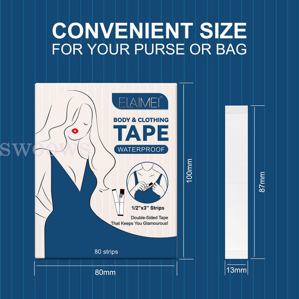 80pcs Double Sided Tape for Clothes Body Fashion Skin Clear Tape Dress Strips